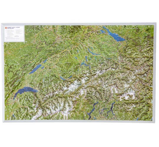 Ανάγλυφος Τρισδιάστατος Χάρτης της Ελβετιας (στα Αγγλικά)