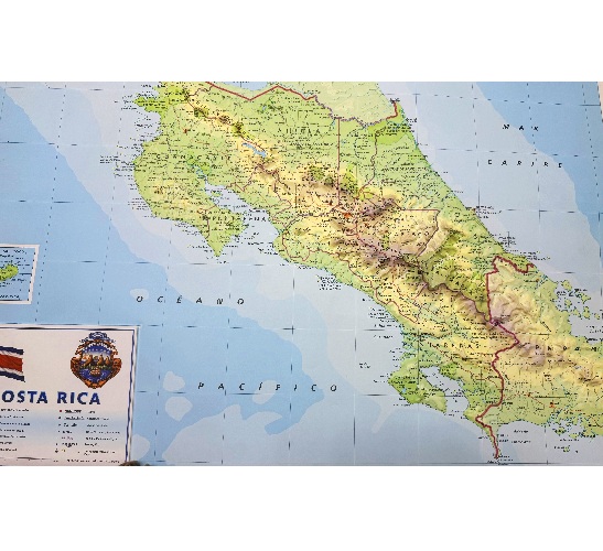 3D Relief Wall Map of Costa Rica (in Spanish)