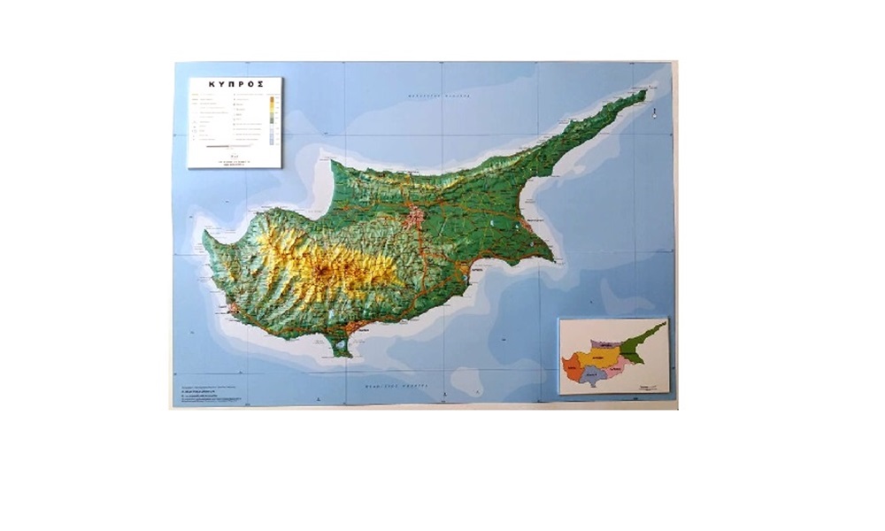 3D Relief Map of Cyprus (In Greek) - Selas Mapping Services