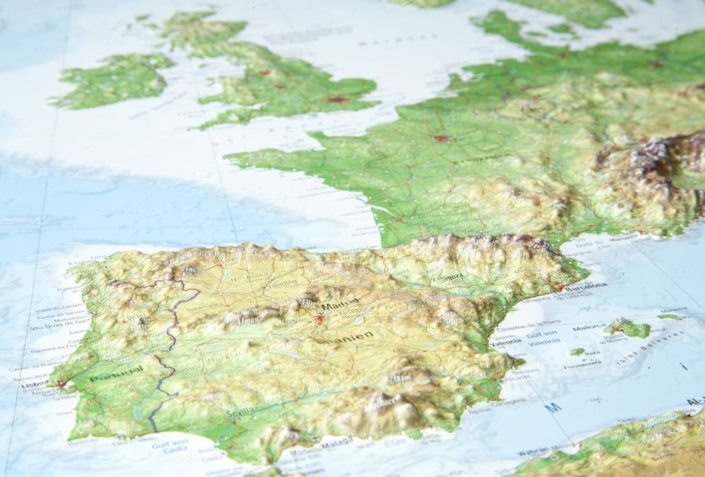 3D Relief Wall Map of Europe (in English) - Selas Mapping Services